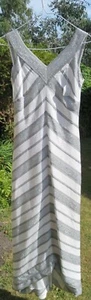EXQUISITE SILVER IVORY STRIPE HARVEY NICHOLS VINTAGE PROM WEDDING DRESS SZ 10/12 - Picture 1 of 12