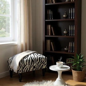 Zebra Fabric Tapestry Ottoman Footstool With Drawer Lounge Padded Footstool - Picture 1 of 7