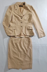 Blazer Dana Buchman Falda Midi Traje Para Mujer Talla 12 Metálico Forrado con Botones - Imagen 1 de 9