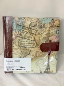Recollections Photo Album Holds 200 4"x 6" Photos w Memo Globe Travel Theme NEW - Picture 1 of 10