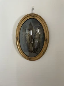 Antiker ovaler gewölbter Glas Gesso Rahmen Original Bild, 23x17" konvex um 1800 - Bild 1 von 7