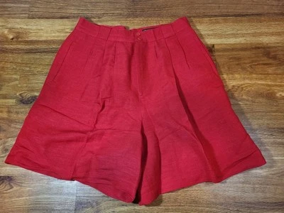 Pantalones cortos de lino rojo Giorgio Sant Angelo dorados de colección talla 14 Foto 1 de 4