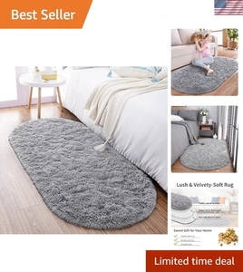 Soft Shaggy Grey Rug for Bedroom Living Room Nursery Modern Home Decor - Picture 1 of 10