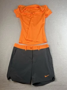 NIKE GOLF OUTFIT 2-TEILIGES SET SHORTS OBERTEIL DAMEN GRÖSSE SMALL/GR. 6 ORANGE GRAU - Bild 1 von 8