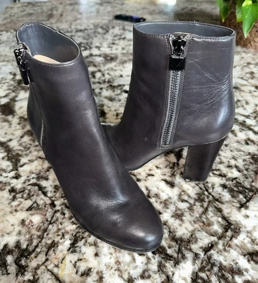 Botines Michael Kors de cuero gris carbón 6,5 tacones Margaret Foto 1 de 4