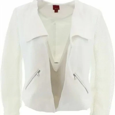 G.I.L.I. ~ ¡Nuevo! Talla 0 ~ Chaqueta Blazer Blanca Frente Abierto Manga MALLA ALTA BAJA c45 Foto 1 de 4