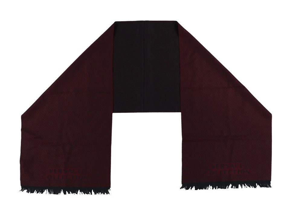 Versace Collection Men's Wool Scarf Accent Stripes Fringe Logo New Nwt - Image 1 of 1