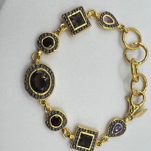 Bronzallure Italy Armband Goldfarben Bronze Multistein Designer Schmuck Signiert - Bild 1 von 8