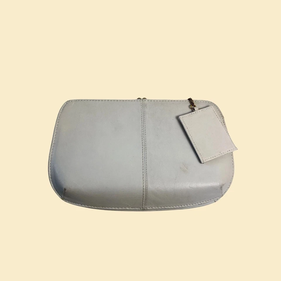 Bolsa de mão de couro branca dos anos 90 da Naturalizer, embreagem de couro branco vintage dos anos 90 - Imagem 1 de 4