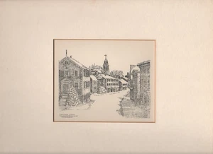 Passepartoutzeichnung - "Washington Street and the Old Townhouse Marblehead" Louise Snow - Bild 1 von 3