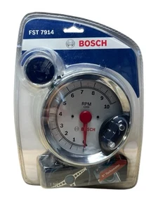 Bosch 5" Tachometer Gauge W/ Shift Light White Chrome Bezel Sport III FST-7914 - Picture 1 of 2