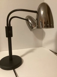 Double Gooseneck Metal Lamp Flexible Reading Art Deco Lamp Works 27” Heavy Vtg. - Picture 1 of 18
