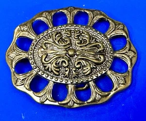 Vintage Metal Flower Swirl See Though Flower Theme Belt Buckle - Picture 1 of 14