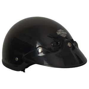 Harley Davidson Motorcycle Half Helmet Black Size Medium Glossy Finish Vented - Picture 1 of 8