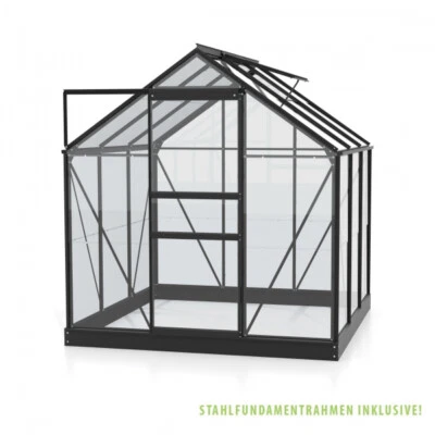Vitavia Gewächshaus Planet/Venus 3800 195x195 3mm ESG schwarz + Fundamentsrahmen