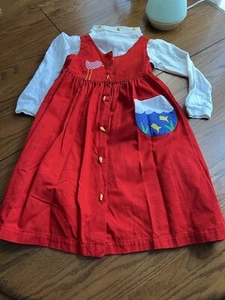 vtg funtasia too made in USA girls 2 pc dress jumper 6X bird fish - Picture 1 of 7