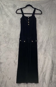 Juicy Couture Black Velour Flare Romper Jumpsuit Y2K 90s Witchy Sz S/10 Girls - Picture 1 of 15