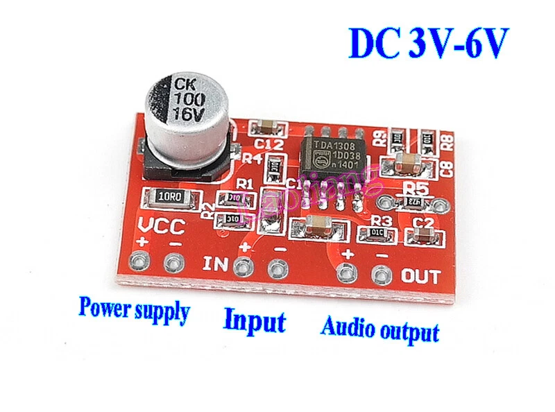DC 3V~6V TDA1308 Piezoelectric Ceramic Preamp Preamplifier Board Pickup Module - Bild 1 von 1