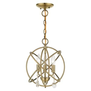 Livex Aria 3 Light Small Convertible Chandelier/Semi Flush, Brass - 40903-01 - Picture 1 of 1