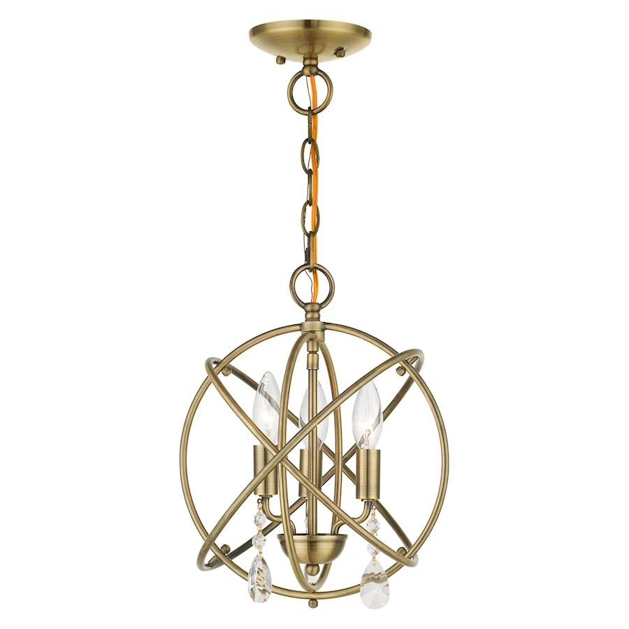 Livex Aria 3 Light Small Convertible Chandelier/Semi Flush, Brass - 40903-01 - Image 1 of 1
