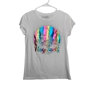 Wizarding World of Harry Potter Girl's Hogwarts Metallic Rainbow Shirt Top - Picture 1 of 8