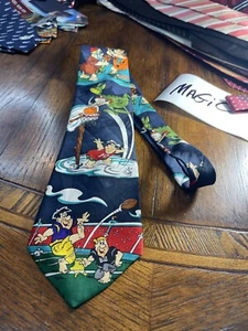 FOOTBALL FLINTSTONS CARTOON TEACHER SUIT DESIGNER NECKTIE TIE FREE SHIPPING - Picture 1 of 4
