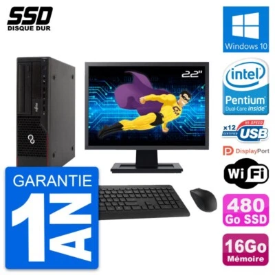 PC Fujitsu E910 Dt Pantalla 22" Intel G630 RAM 16Go SSD 480Go Windows 10 Wifi - Imagen 1 de 4