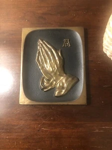 Vtg Religious Brass Praying Hands Wall Plaque Decor Albrecht Durer W. Germany - Picture 1 of 5