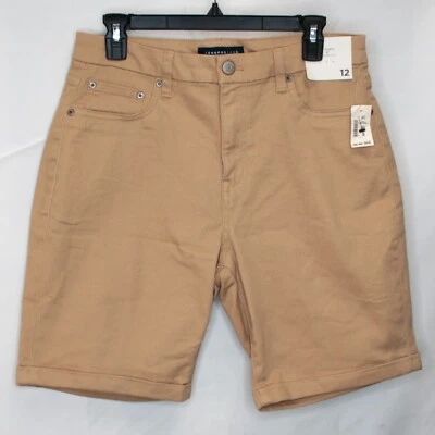 NEW Aeropostale High Rise Curvy Bermuda Shorts Womens 12 Tan Chino Stretch 0213X - Image 1 of 4