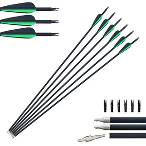 12pcs Fiberglass Arrows Hunting Archery Target Arrows Recurve Bow Longbow - Picture 1 of 22