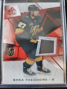 Shea Theodore 2021-22 UD SP Game Used #61 Red Fragment Jersey Relic - Vegas MINT