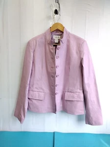 Chadwick's Vintage Women Leather Jacket Blazer Buttons Front Pink Lilac Sz 12 - Picture 1 of 14