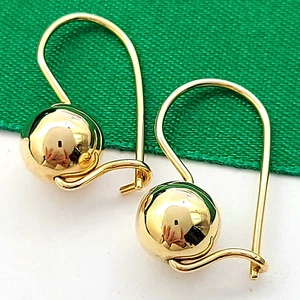 Ladies 9ct Yellow Gold (375, 9K) High Quality Kidney Ball Earrings - Picture 1 of 8