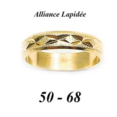Bijoux Homme Femme T56 Alliance X Lapidée 4mm Plaqué Vermeil Laminé Or 18K T56 - Photo 1/3