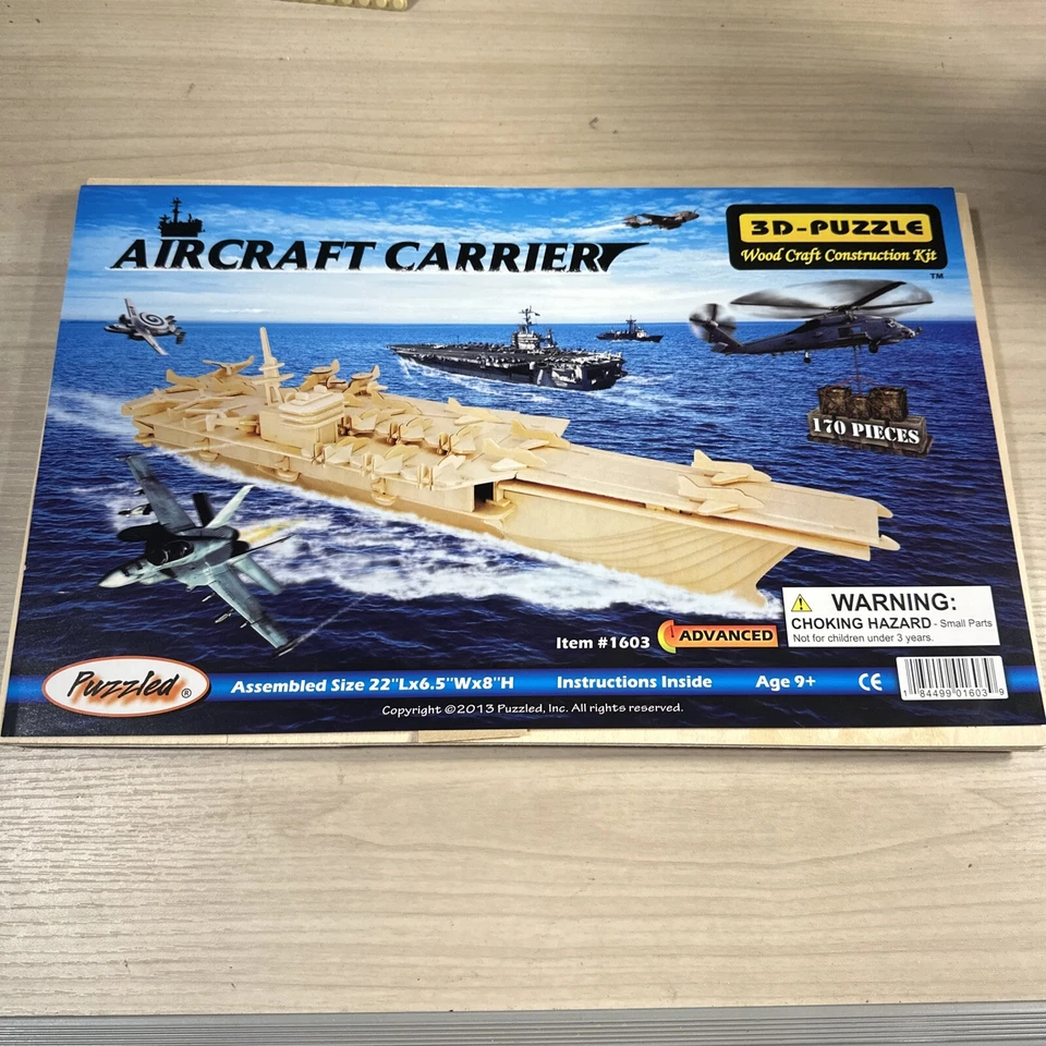 Rompecabezas 3D Portaaviones #1603 Madera Natural 170 piezas Edad Avanzada 9+ 2013 Nuevo  Foto 1 de 4