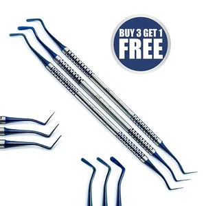 Dental Flat Plastic Composite Filling Instruments Titanium Coated Tips Set of 3 - Picture 1 of 3