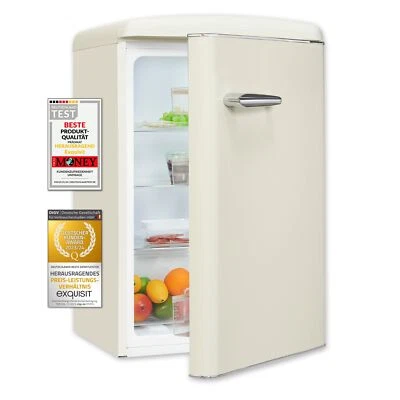 Exquisit Retro-Kühlschrank RKS120-V-H-160E magnolienweiss | Nutzinhalt: 122 L