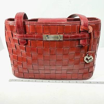 Bolso de Mano Cartera de Cuero Rojo Brighton Tejido Cocodrilo Asas en Relieve/Solapa Boho Foto 1 de 4