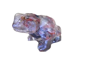 Miniature Frog Figurine Lucite With Stones - Picture 1 of 6
