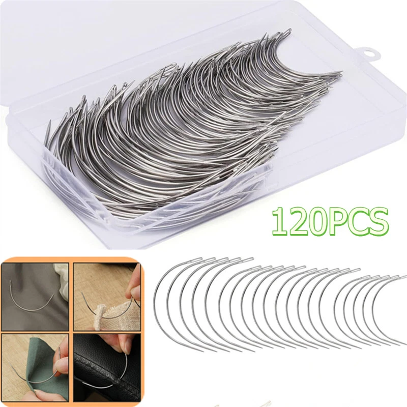 120 PIEZAS Agujas de Coser Curvas Cuero Agujas de Coser a Mano Agujas de Tejer Artesanías Foto 1 de 4