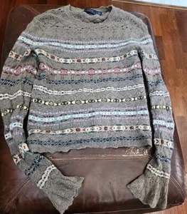 Polo Ralph Lauren Fair Isle Mix Knit Sweater Cashmere Blend Small Colorful - Picture 1 of 2