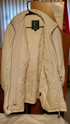 Abrigo parka hinchado blanco roto Larry Levine para mujer talla M Foto 1 de 4