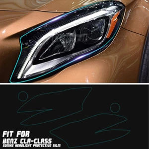 LH+RH Smoke TPU Headlights Protective Precut Film Sticker For Mercedes Benz GLA - Picture 1 of 10