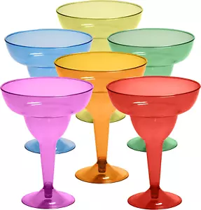 Multicolor Disposable 48 Plastic Margarita Glasses - 12 Oz Hard Cocktail Cups fo - Picture 1 of 6