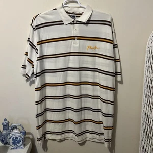 Phat Farm Polo Shirt Men’s XL Short Sleeve Off White Stripe Hip Hop Retro Urban - Picture 1 of 11