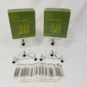 2 Colonial Candle Co Cape Cod Silver Candle Holder Mid Century USA Made MCM - Picture 1 of 12
