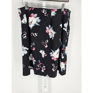 Lands Enf Womens Sz 14P Petite Knee Length A Line Skirt Black Floral - Picture 1 of 4