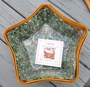 Longaberger Basket Christmas 2001 Shining Star With Lid 2 Liners Protector-Paper - Photo 1/9