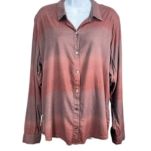 KUHL Womens Brown Rust Ombre Button Down Plaid Shirt Long Sleeve Cotton Blend XL - Picture 1 of 5
