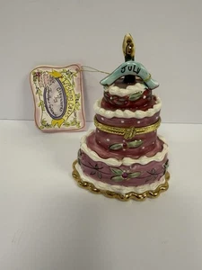 Blue Sky Clayworks JUL Y Birthday Wishing Cake Hinged Trinket Box w/ Scroll - Picture 1 of 7